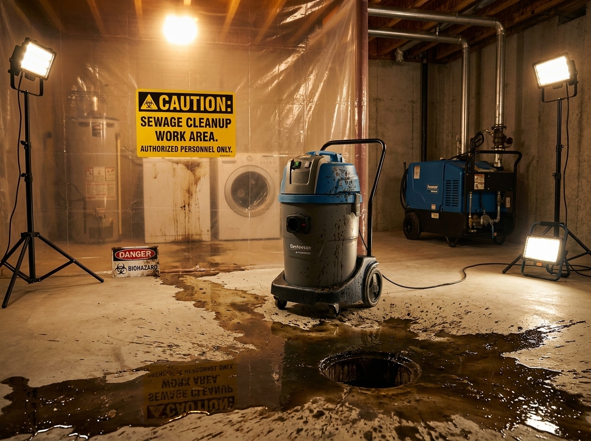 Sewage backup in a basement